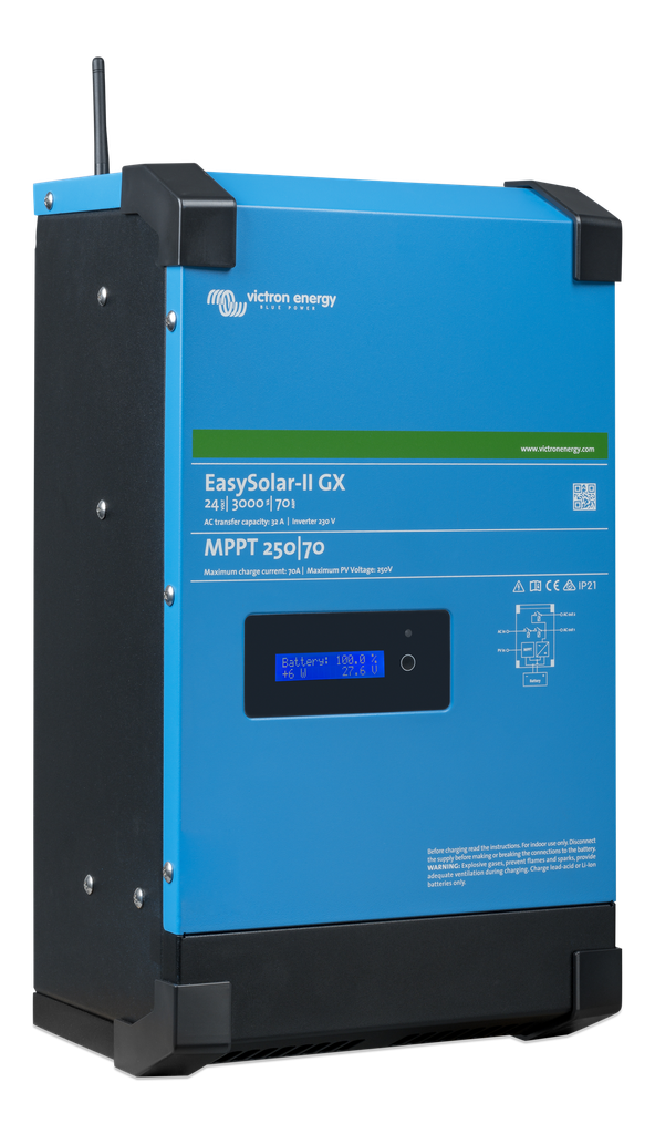 EasySolar-II GX 24V 3000VA (left) 