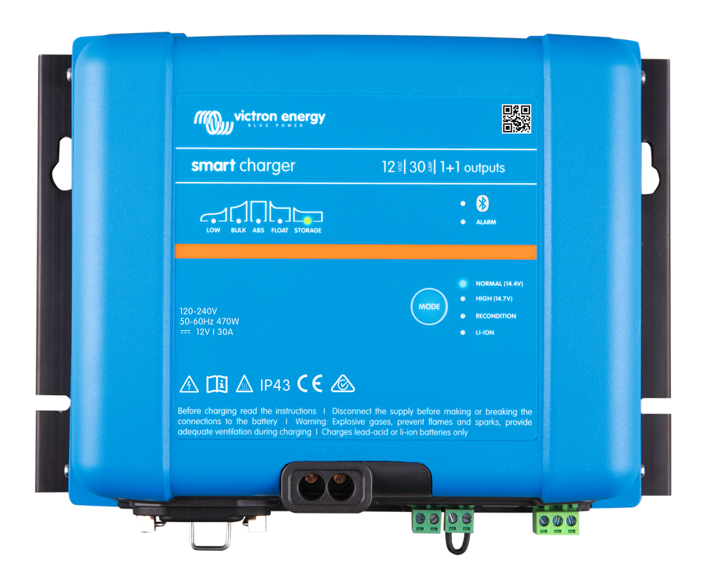 Smart IP43 Charger 12V 30A 1+1 outputs (top) 