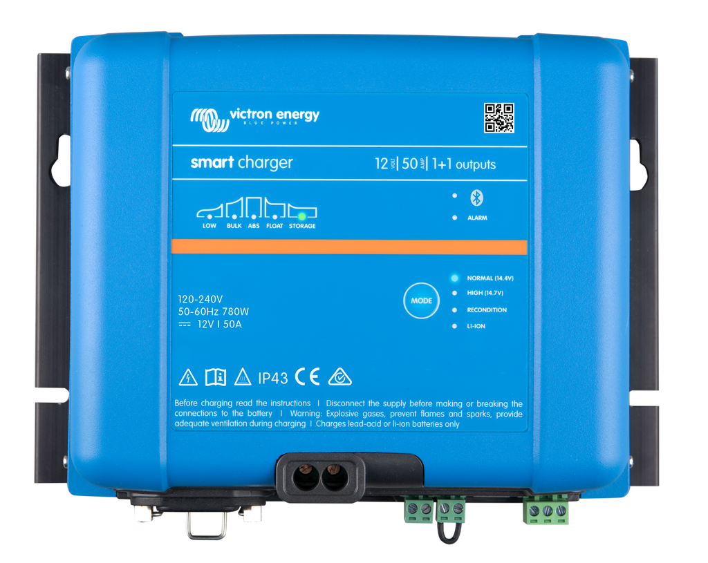 Smart IP43 Charger 12V 50A 120-240V 1+1 outputs (top) 