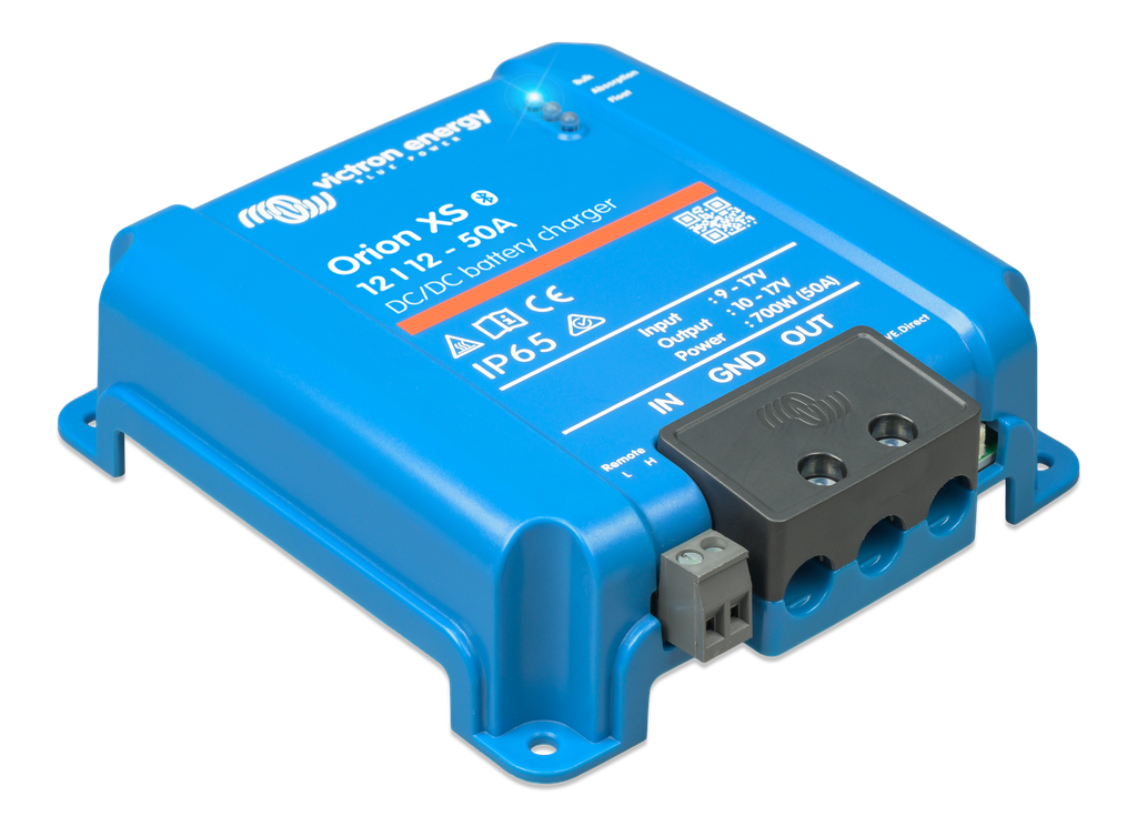 Orion XS 12/12-50A DC-DC battery charger (left) 