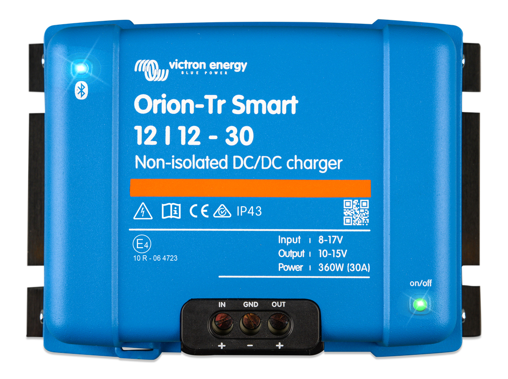 Orion-Tr-Smart 12/12-30A (360W) Non-isolated DC-DC charger (top) 