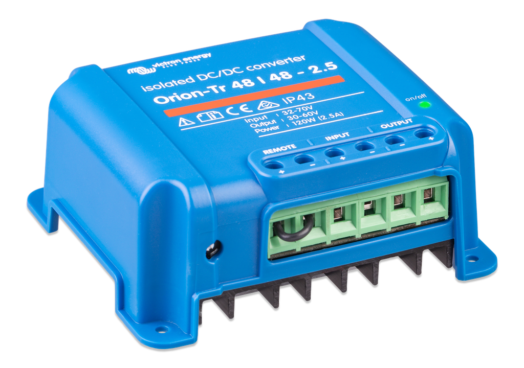 Orion-Tr 48/48-2,5A (120W) Isolated DC-DC converter (right) 