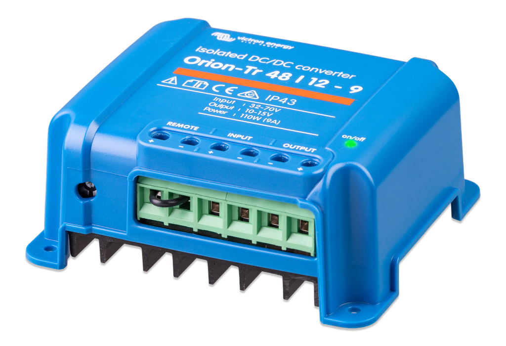 Orion-Tr 48/12-9A (110W) Isolated DC-DC converter (left) 