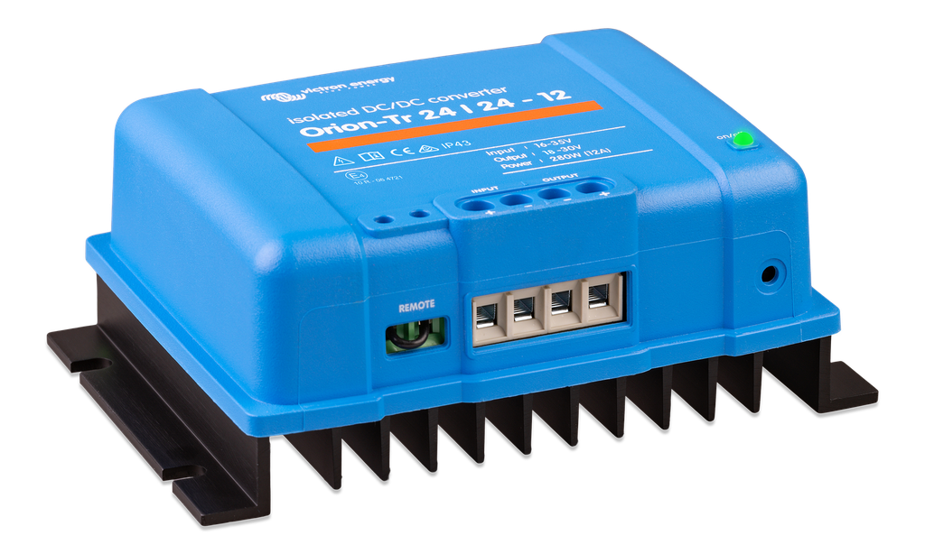 Orion-Tr 24/24-12A (280W) Isolated DC-DC converter (right) 