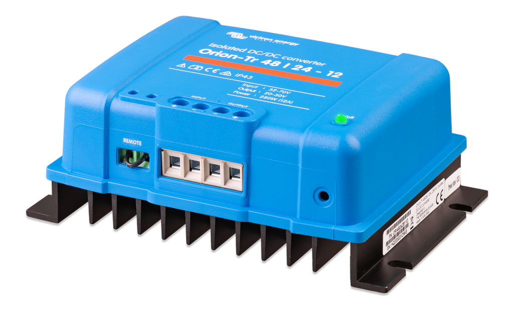 Orion-Tr 48/24-12A (280W) Isolated DC-DC converter (left) 