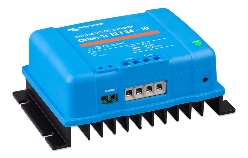 Orion-Tr 12/24-10A (240W) Isolated DC-DC converter (right) 