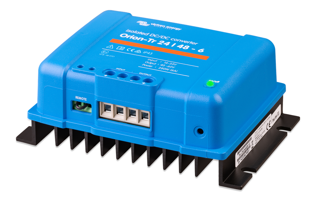 Orion-Tr 24/48-6A (280W) Isolated DC-DC converter (left) 