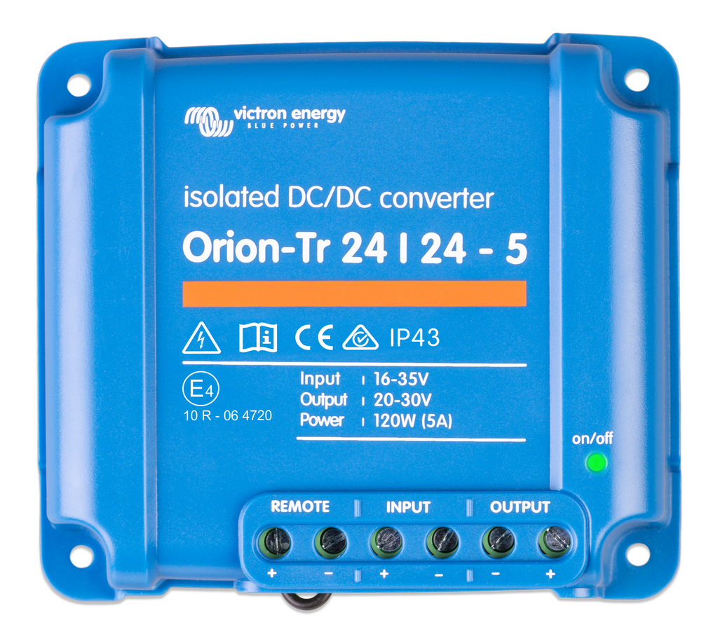 Orion-Tr 24/24-5A (120W) Isolated DC-DC converter (top) 