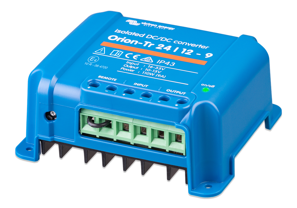 Orion-Tr 24/12-9A (110W) Isolated DC-DC converter (left) 