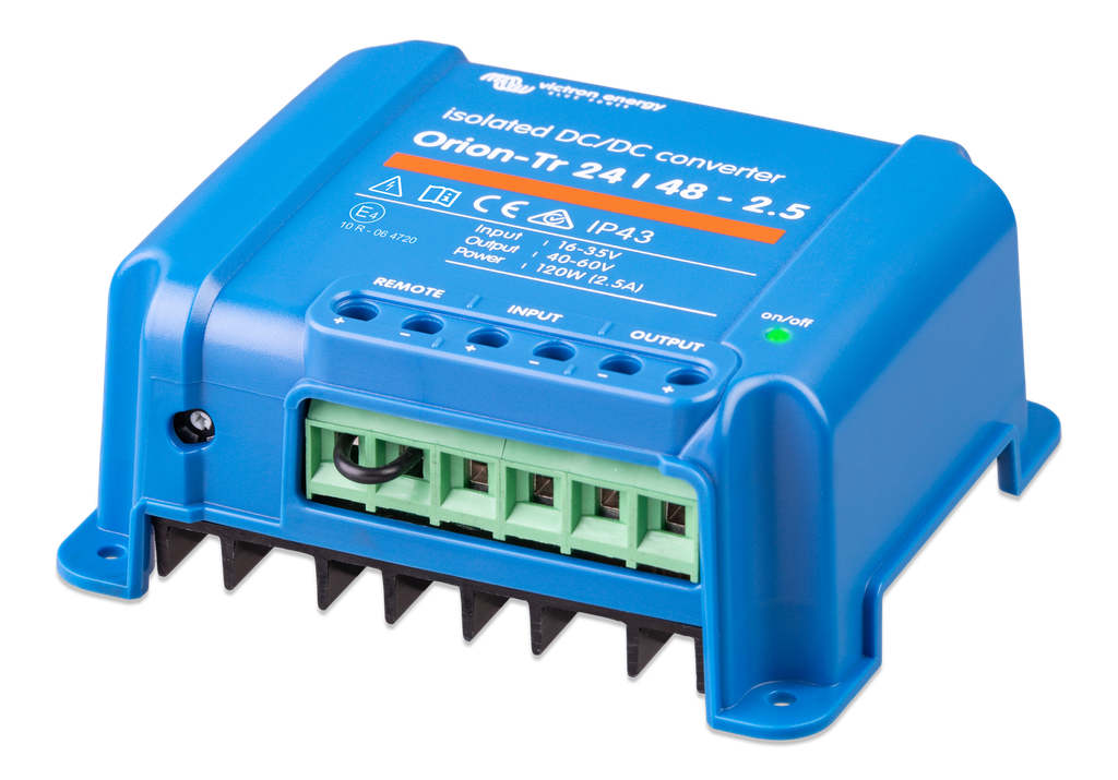 Orion-Tr 24/48-2,5A (120W) Isolated DC-DC converter (left) 