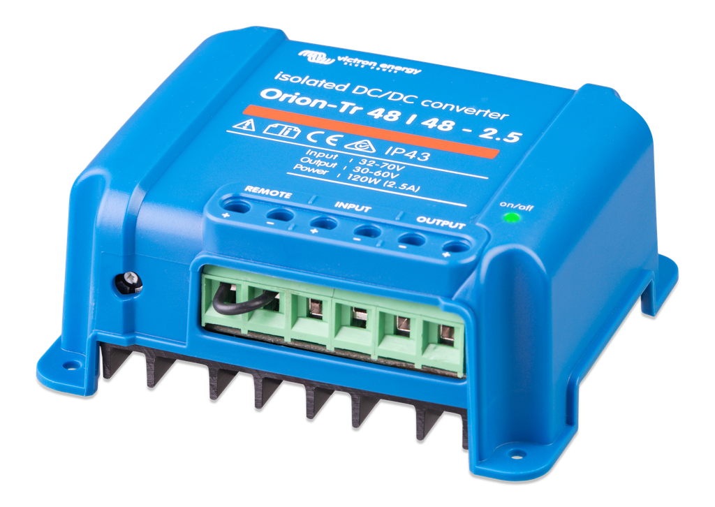 Orion-Tr 48/48-2,5A (120W) Isolated DC-DC converter (left) 