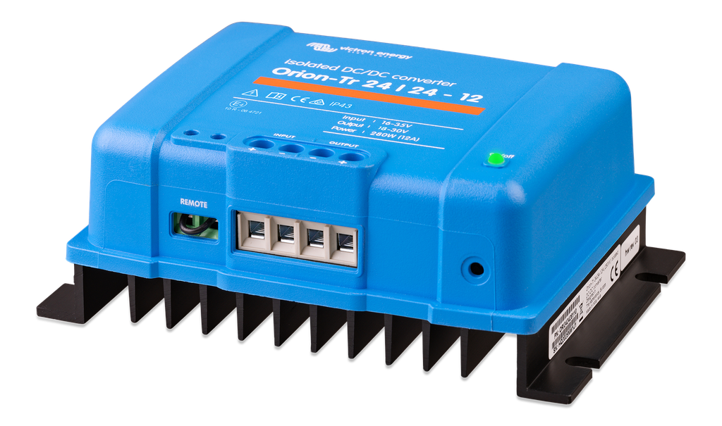 Orion-Tr 24/24-12A (280W) Isolated DC-DC converter (left) 