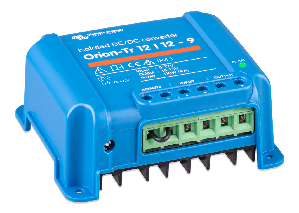 Orion-Tr 12/12-9A (110W) Isolated DC-DC converter (right) 