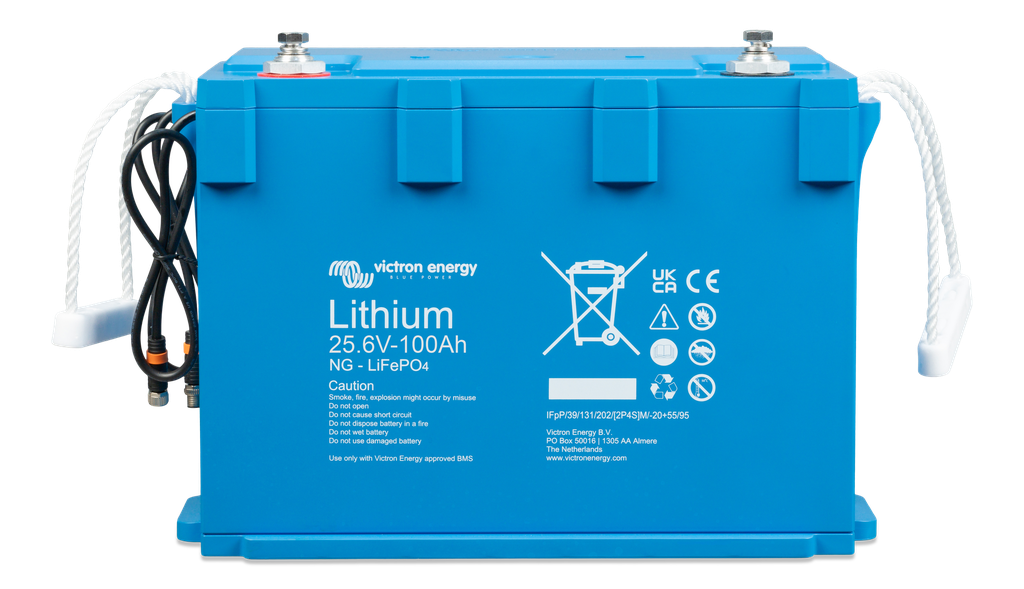 LiFePO4 Battery 25.6V 100Ah NG (front-angle) 