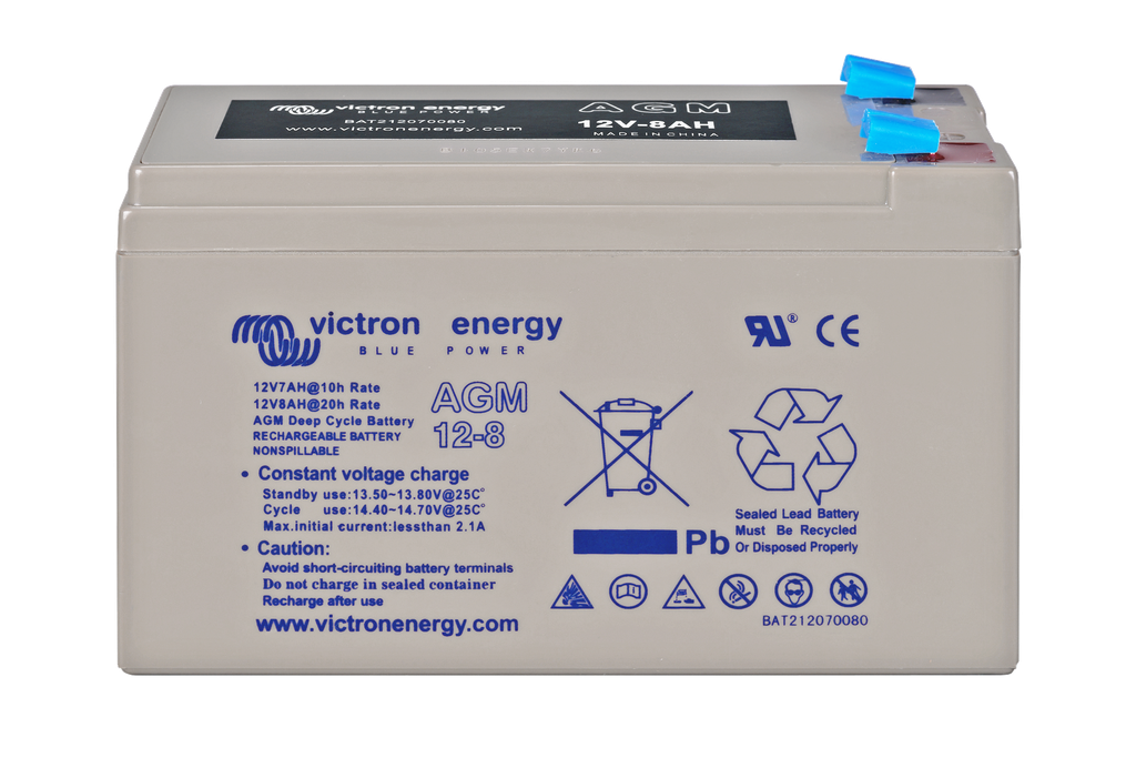12V 8Ah AGM Deep Cycle Battery (front)