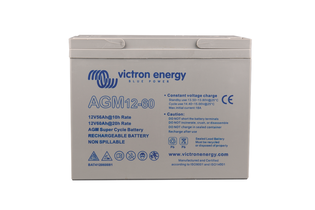 12V 60Ah AGM Super Cycle Battery (front)