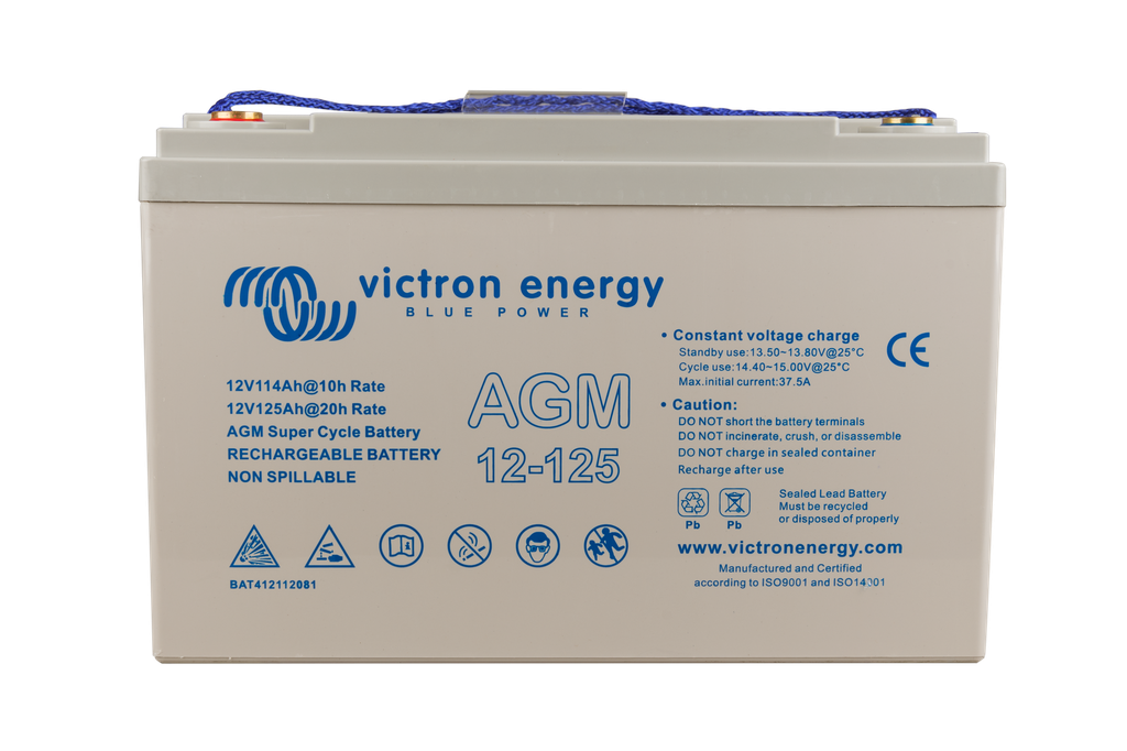 12V 125Ah AGM Super Cycle Battery (front)