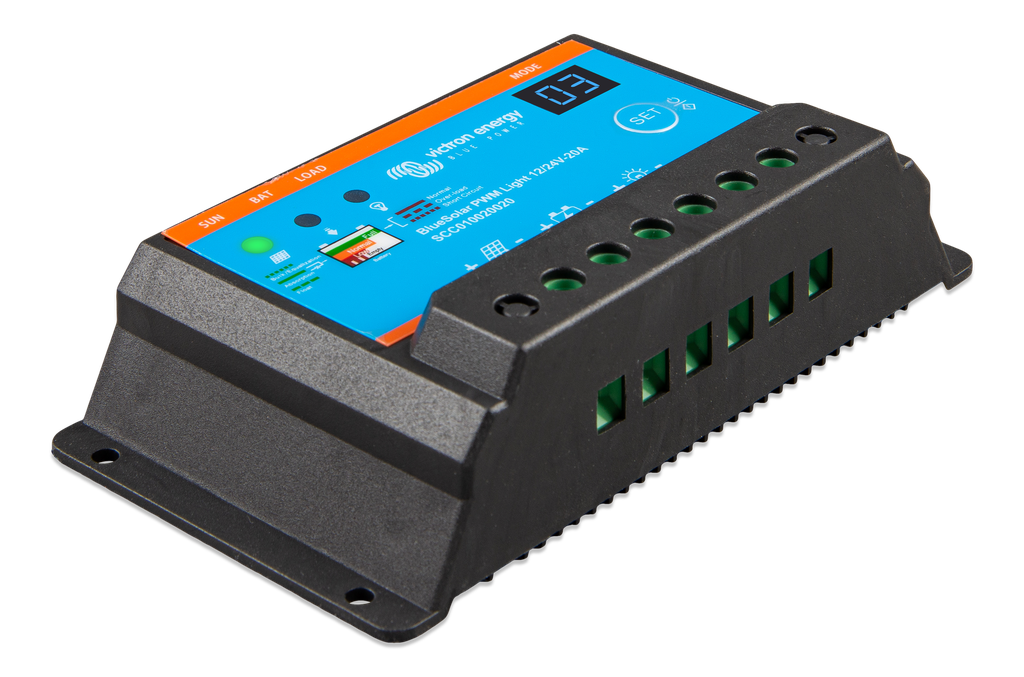 BlueSolar PWM-Light Charge Controller 12/24V-20A (right) 