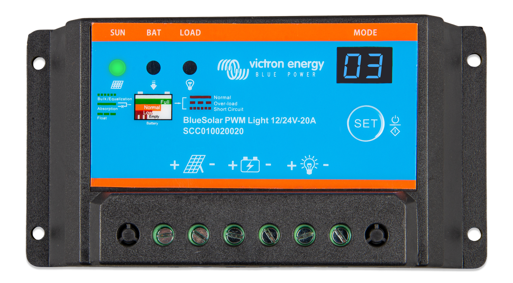 BlueSolar PWM-Light Charge Controller 12/24V-20A (top) 