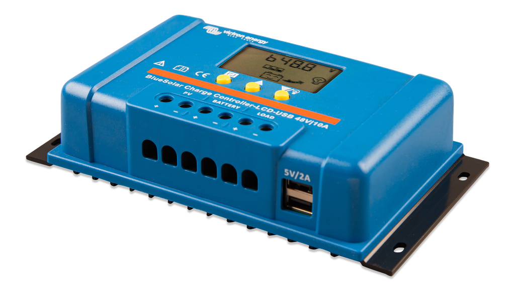 BlueSolar PWM Charge Controller LCD USB 48V-10A (left) 