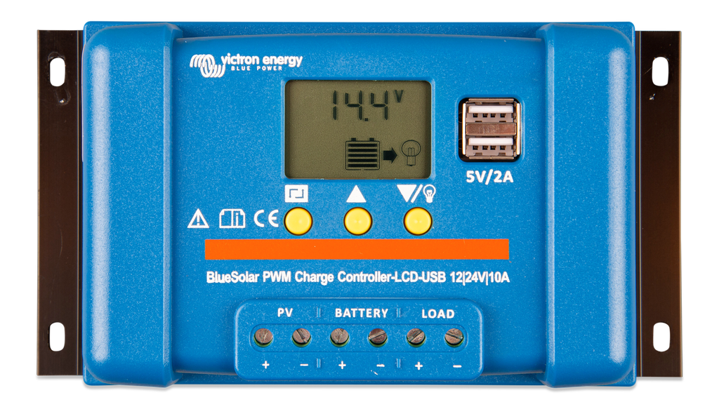 BlueSolar PWM Charge Controller LCD USB 12/24V-10A (top) 