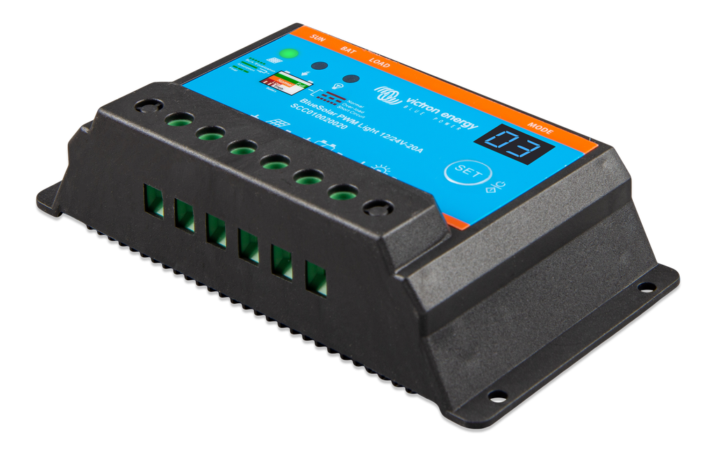 BlueSolar PWM-Light Charge Controller 12/24V-20A (left) 