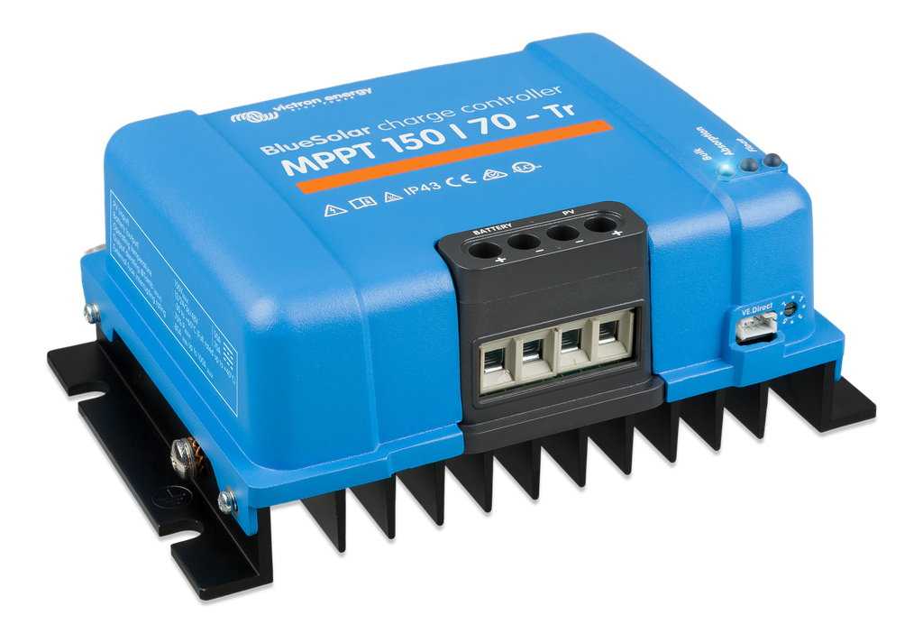 BlueSolar MPPT charge controller 150/70-Tr (left) 