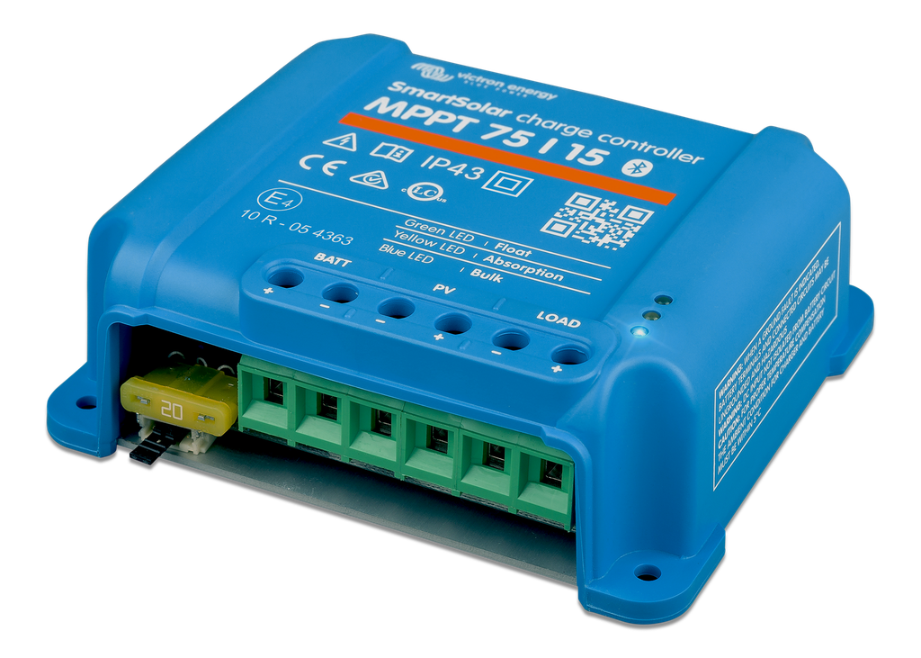 SmartSolar charge controller MPPT 75/15 (right) 