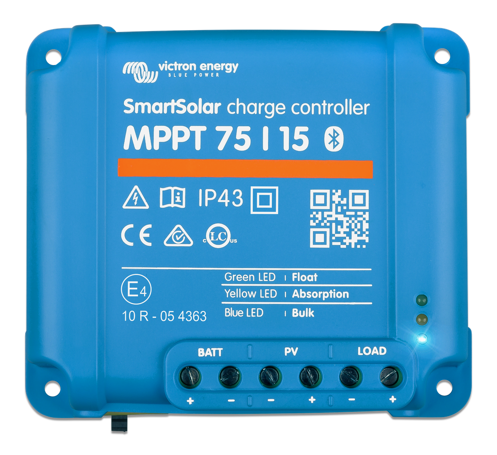 SmartSolar charge controller MPPT 75/15 (top) 
