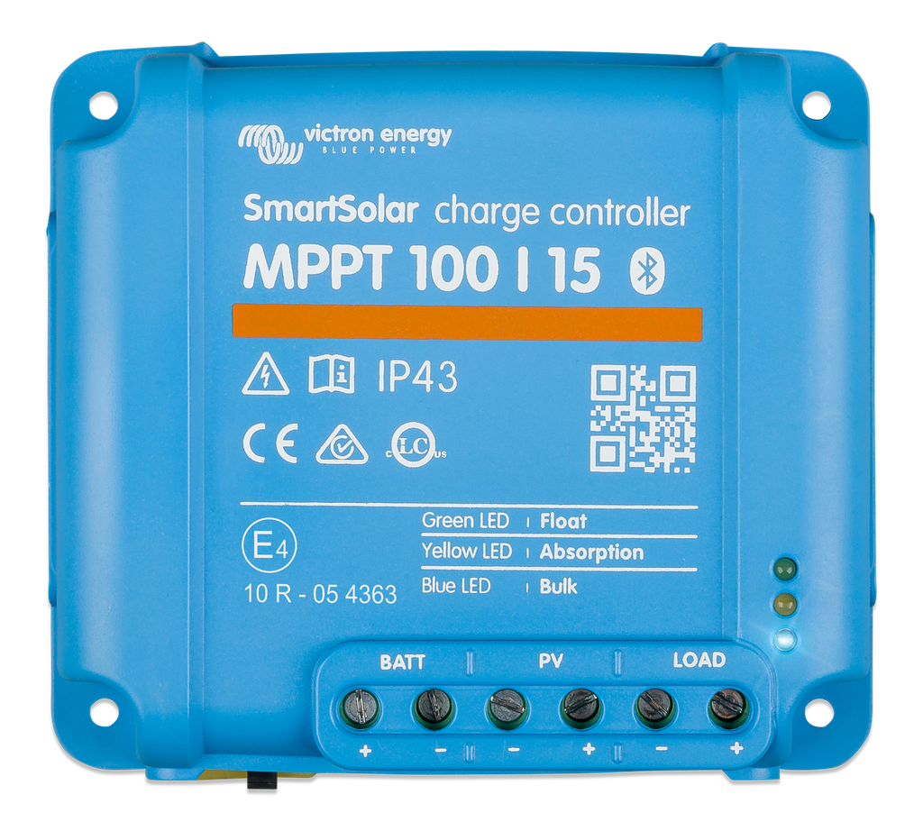 SmartSolar charge controller MPPT 100/15 (top) 