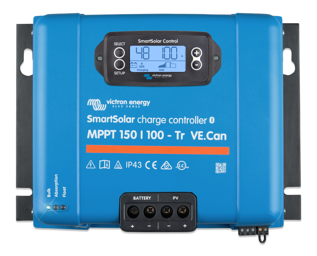 SmartSolar MPPT 150/100-Tr VE.Can (top) with display