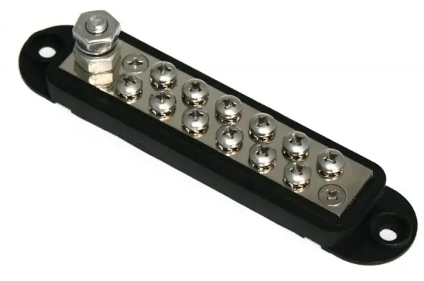 12 Point Distribution Bar Black With Cover