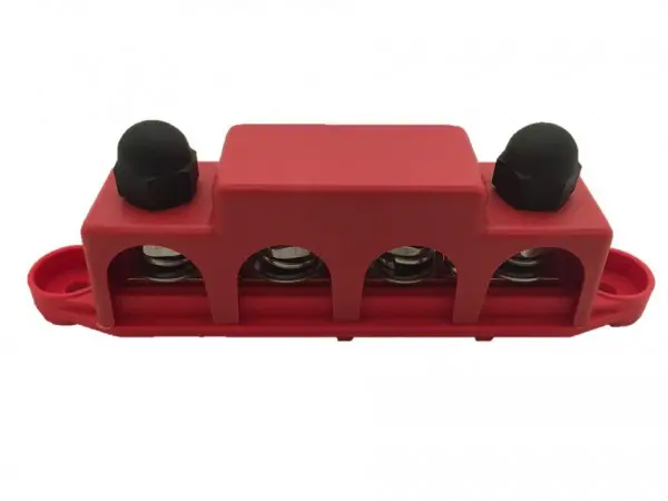4 point power distribution M10 Red with cover