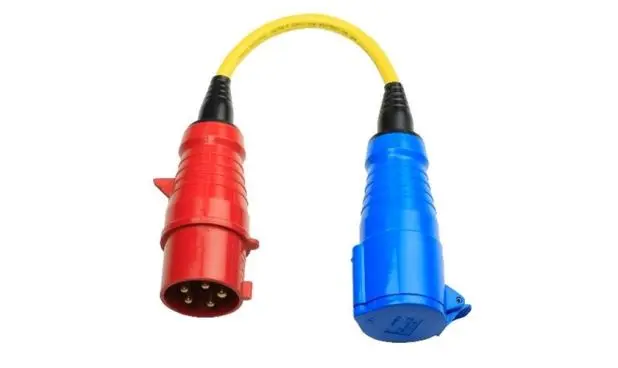 Adapter Cord 32A/3 to single ph.-CEE Plug 5P/CEE Coupling 3P