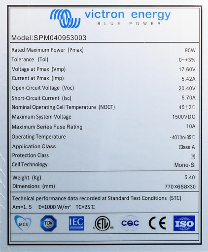 [SPM040953003] 95W-30 cells Mono 770x668×30mm 4c*If 0, order SPM040953004*